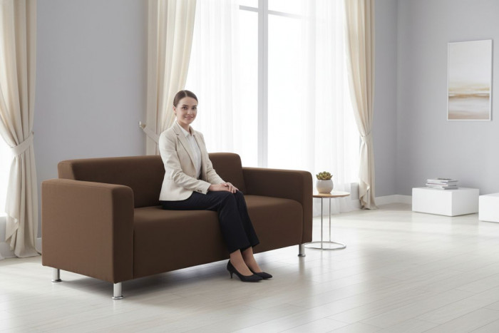 Диван прямой Томи, 180х78х75 см, велюр, коричневый