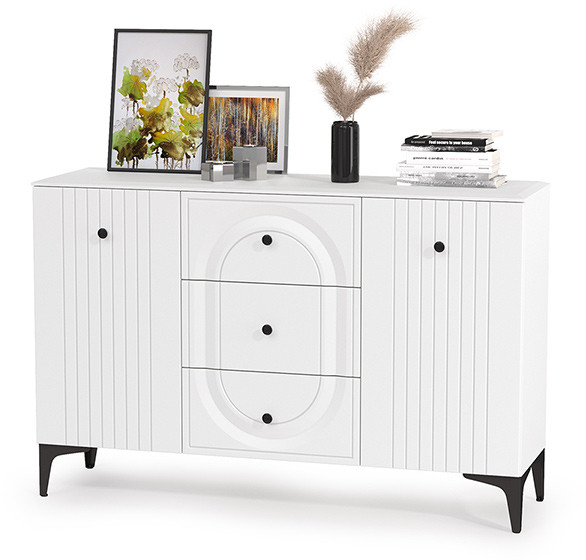 Валенсия Спальня 13.309 Комод, ЛДСП белый шагрень/МДФ белый шагрень