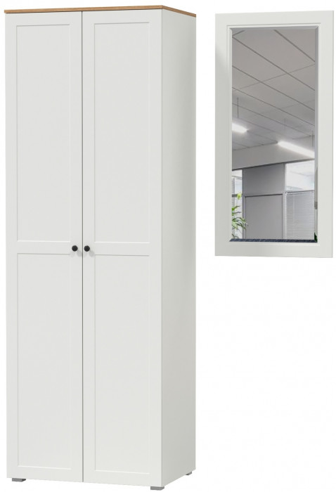 Остин Прихожая 07, белый шагрень/дуб крафт золотой