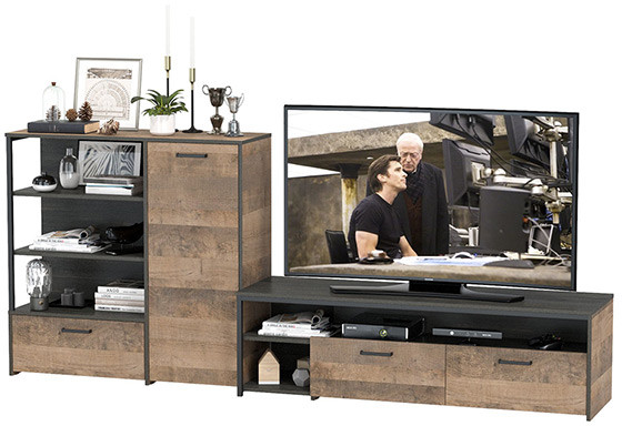 Трувор 13.70 Тумба под ТВ + 13.307.01 Комод, дуб гранж песочный/интра