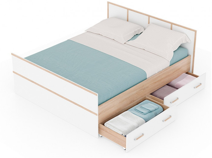 Кровать с проложками ДСП Сакура ЛИТ 140х200, дуб сонома