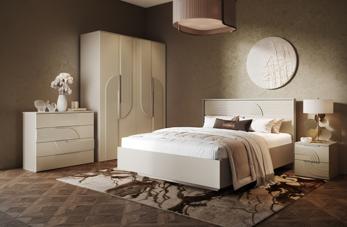 Кровать 160х200 "Монтиз" с щитовым основанием - Персидский жемчуг/Шаде песочный