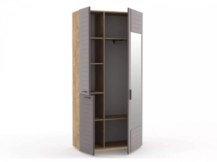 НМ 013.36 Шкаф для одежды с зеркалом Ливорно /дуб бунратти/софт графит