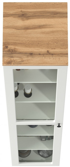 Остин 16.394.03 Шкаф-витрина(пенал), цвет белый шагрень/дуб крафт золотой, ШхГхВ 40х41,8х229,8 см., универсальная сборка