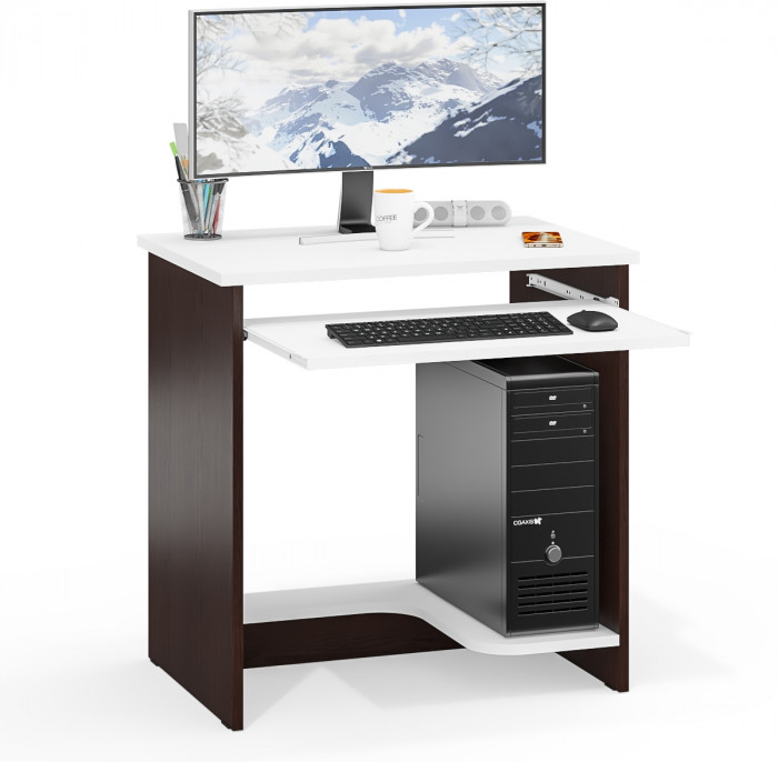 компьютерный стол С-МД-СК11-1, венге/белый шагрень