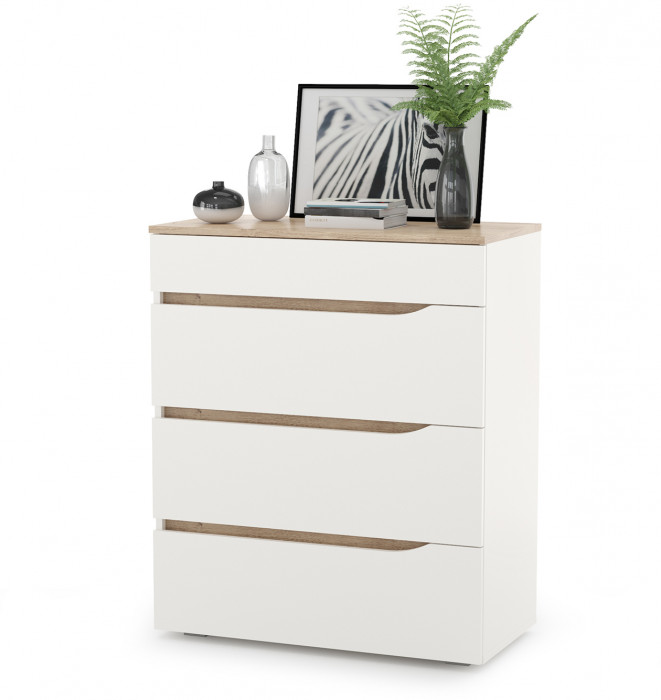 Муссон 13.198 Шкаф + 13.349 Стеллаж + 13.97 Комод + Зеркало СВК, белый/дуб эндгрейн элегантный