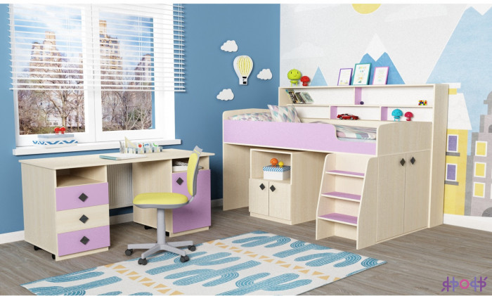 Кровать-чердак Малыш 5 (Винтерберг/Ирис)