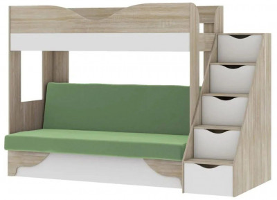 Латте 77-01 кровать-диван Дуб сонома / Аляска / Велюр Зеленый