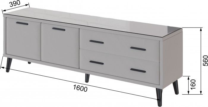 Тумба ТВ интерьерная Виго 1,6 светло-серый