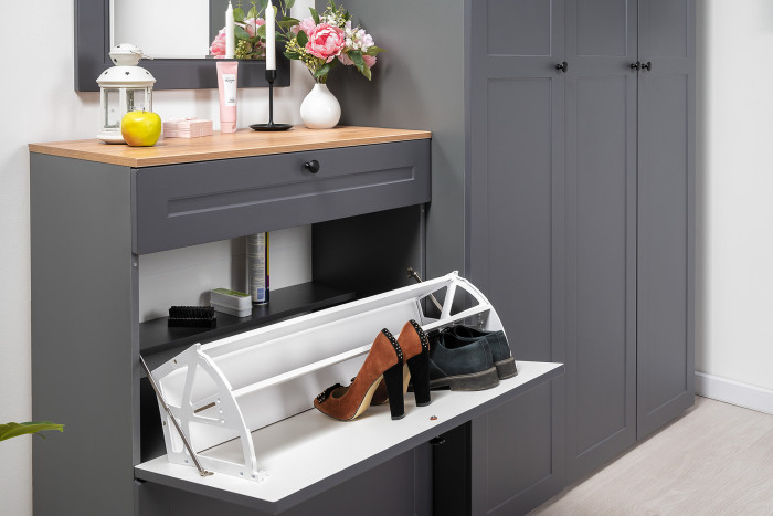 Остин Прихожая 60, цвет серый графит/дуб крафт золотой, ШхГхВ 360х54,3х229,6 см., универсальная сборка