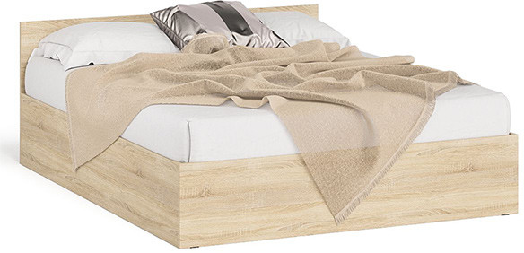 Мори Кровать 1600, цвет дуб сонома, ШхГхВ 163,5х203,5х70 см., сп.м. 1600х2000 мм., без матраса, основание есть