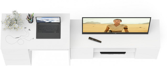 Мори Стол компьютерный МС-6 левый + Тумба МТВ1200.1, цвет белый, ШхГхВ 210,4х50х76,6 см., выдвижные ящики слева, НЕ универсальная сборка