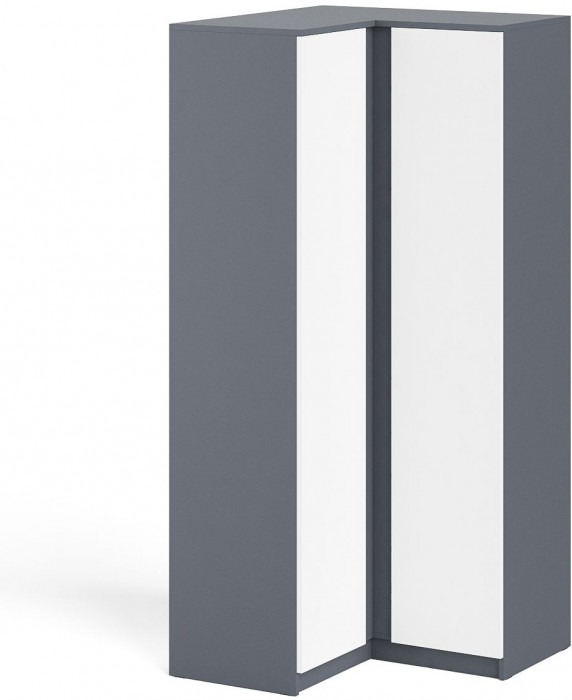 Мори Шкаф угловой МШУ960.1, цвет графит/белый, ШхГхВ 96,4х96,4х209,6 см.