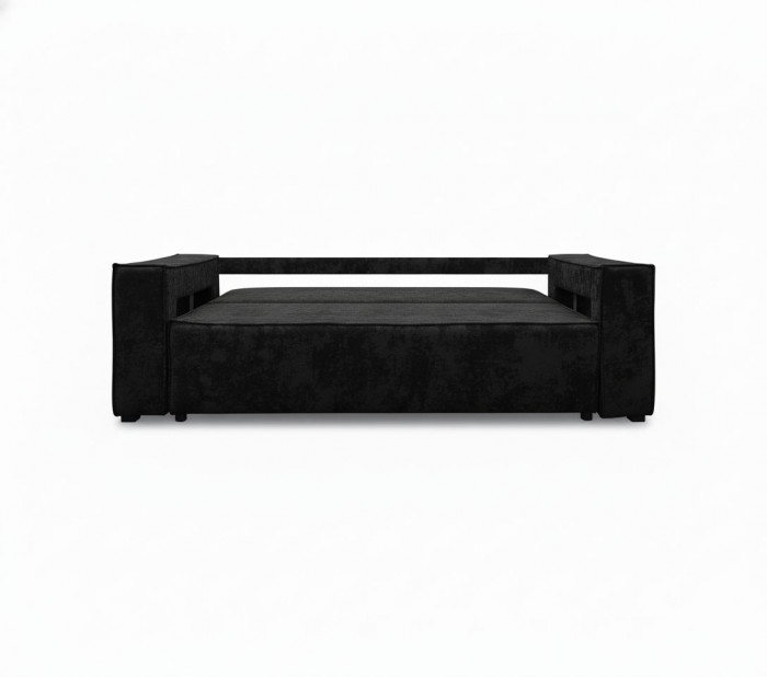 Диван-кровать Лофт Люкс Плюш с подсветкой, еврокнижка, независимый пружинный блок, 140х195, черный