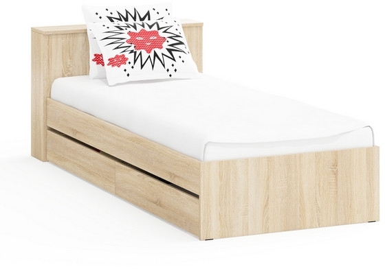 Ксения Кровать с ящиками 0900, дуб сонома