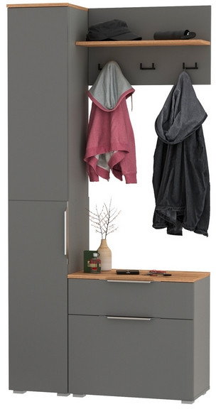 Октава Прихожая 14, серый графит/дуб крафт золотой/фасады МДФ серый графит