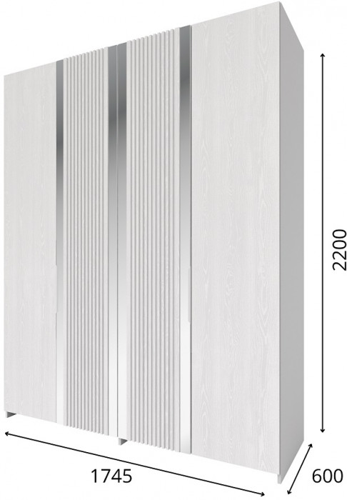 Модульная спальня "Харди", композиция 2 - Белый текстурный/Ясень белый