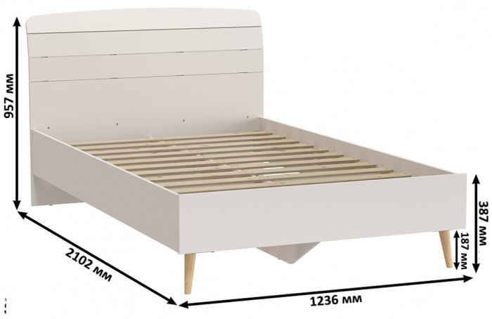 Афина Спальня 33-1200, цвет кашемир серый, сп.м. 1200х2000 мм., б/м, основание есть - фанера