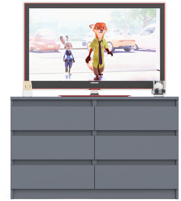 Мори Комод МК1200.6, цвет графит, ШхГхВ 120,4х41х73 см.