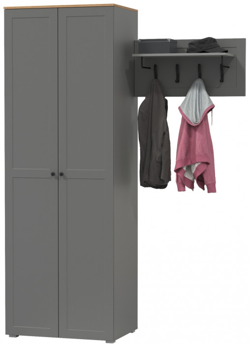 Остин Прихожая 08, серый графит/дуб крафт золотой