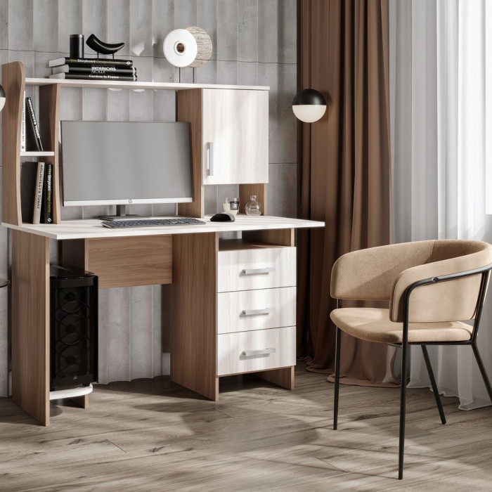 СТОЛ КОМПЬЮТЕРНЫЙ №5 (1,2х1,42х0,67) шимо темный/шимо светлый