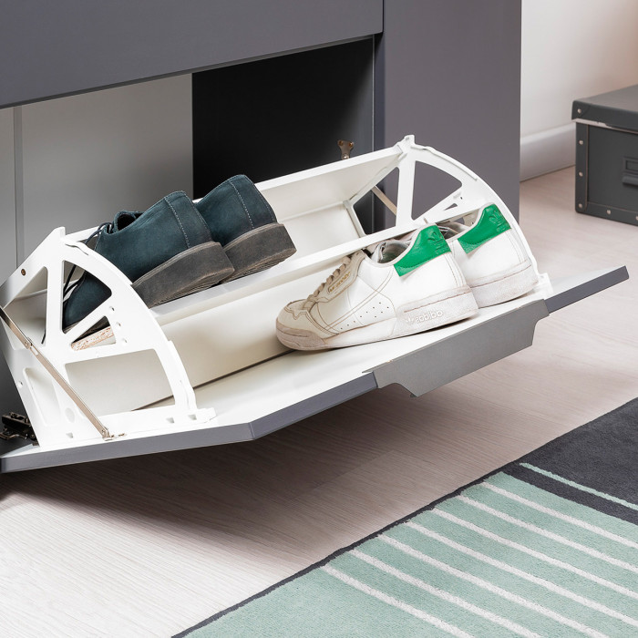 Октава Прихожая 13, цвет серый графит/дуб крафт золотой/фасады МДФ серый графит, ШхГхВ 97,1х35,4х197,6 см., универсальная сборка