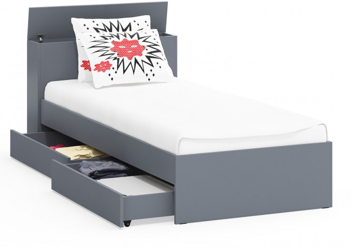 Ксения Кровать с ящиками 0900, графит