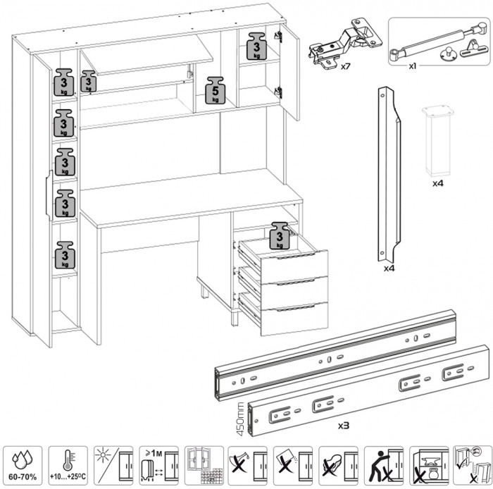 Два стола компьютерных Комфорт 12.95N, цвет дуб сонома/белый/дуб сонома/сатин, ШхГхВ 324х60,3х180 см., НЕ универсальная сборка