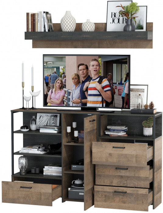 Трувор Гостиная 004, дуб гранж песочный/интра