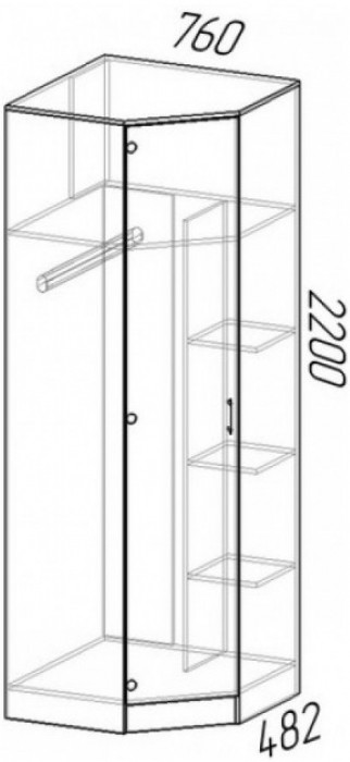 Шкаф угловой ЛДСП Эра, вотан/Белый глянец