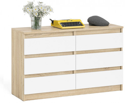 Мори Комод МК1200.6, цвет дуб сонома/белый, ШхГхВ 120,4х41х73 см.