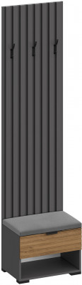 Ома Вешалка-Прихожая с тумбой В-3605, Графит/Дуб Тортуга