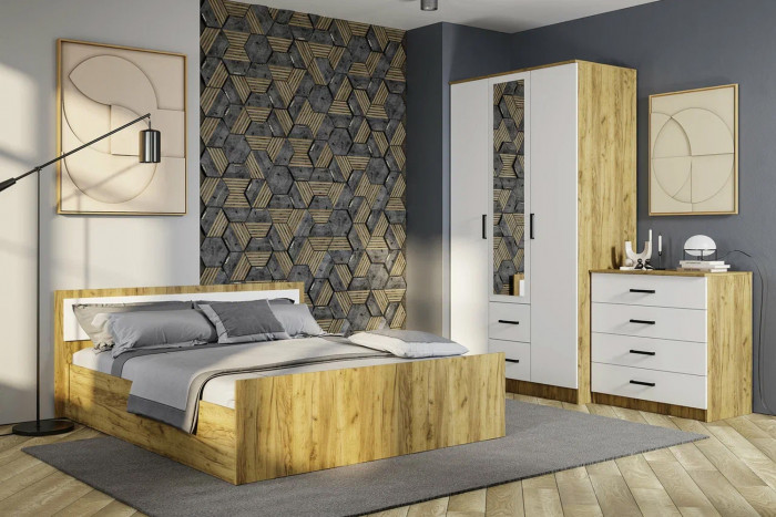 Шкаф трехстворчатый "Евро" ШК-06 крафт/белый