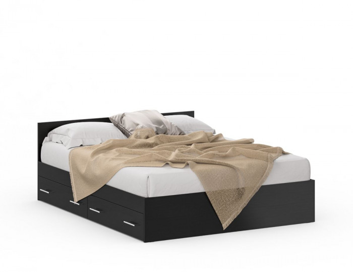 Спальня Стандарт 3-1600Я, венге/фасады ТВ тумбы МДФ чёрный глянец