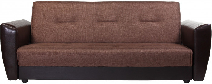 Диван-книжка Амстердам, 120х190, рогожка/экокожа, коричневый