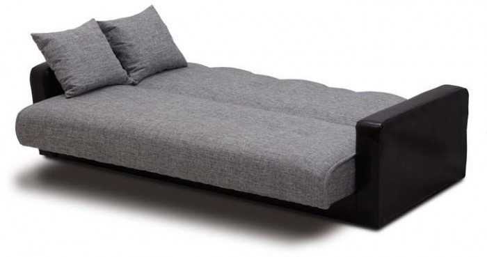 Диван-книжка Лондон, 140х190, велюр/экокожа серый/черный