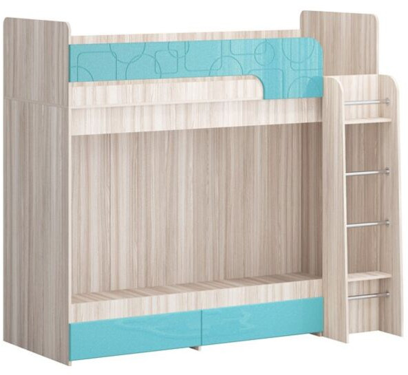 Двухъярусная кровать Бемби МДФ NEW, ясень (Лайм глянец, Ясень шимо светлый)
