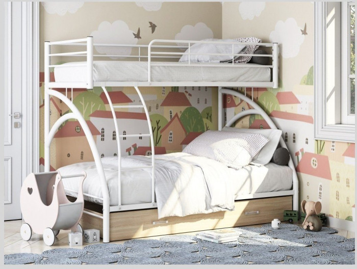 Двухъярусная кровать Виньола-2Я (с укороченной лестницей) (Коричневый)