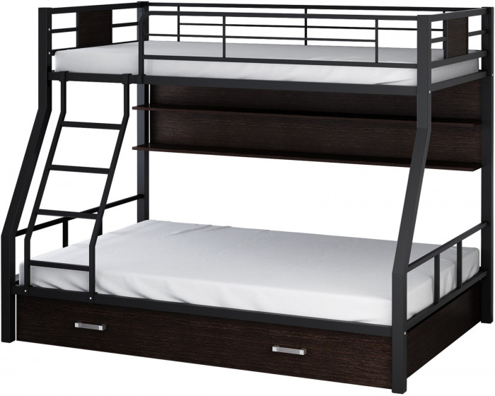 Двухъярусная кровать Гранада-1ПЯ, черная (Дуб молочный, Коричневый)