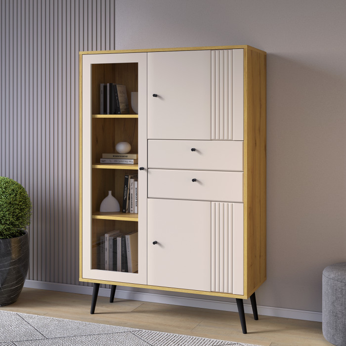 Шкаф низкий (1 стеклодверь) Вега Саксония