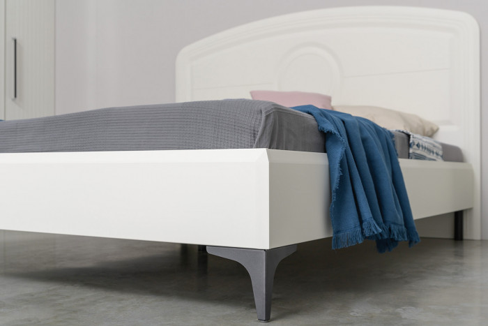 Валенсия Спальня № 35, ЛДСП белый шагрень/чёрный/МДФ белый шагрень