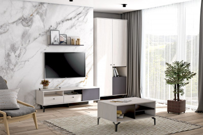 Модульная Гостиная Лион, набор 12, Ясень анкор светлый/Графит