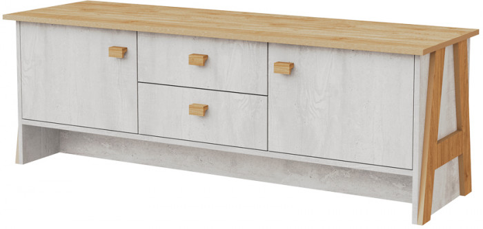 Модульная гостиная "Скандинавия", набор 1 - Бетон пайн светлый/Дуб наварра