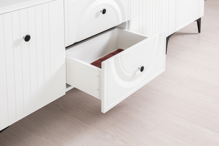 Валенсия Спальня № 42, цвет ЛДСП белый шагрень/МДФ белый шагрень/ткань велутто 19, ортопед есть, сп. м. 1600х2000 мм., б/м