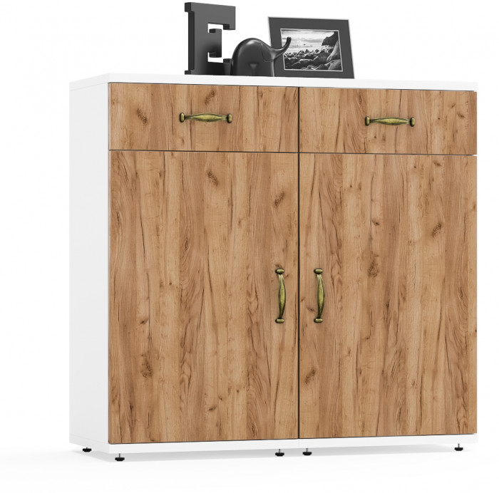 Лидер-8 Тумба МД 3.15 2 шт., белый шагрень/крафт золото