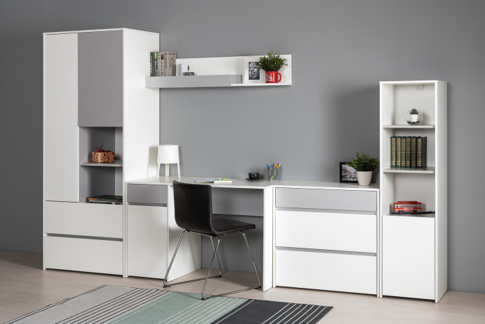 Торонто 13.321 Комод, цвет белый шагрень/стальной серый, ШхГхВ 80х40,3х75,3 см.