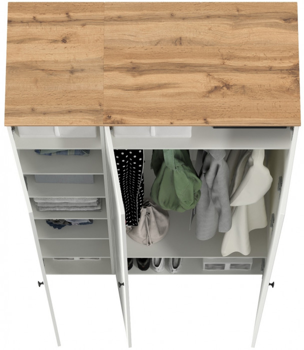 Остин Набор шкафов 01, цвет белый шагрень/дуб крафт золотой, ШхГхВ 120х54,3х229,6 см., универсальная сборка