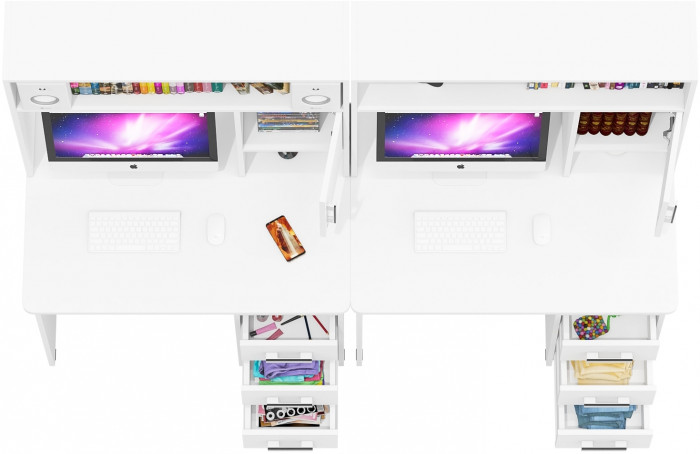 компьютерный стол С-МД-СК9+компьютерный стол С-МД-СК9, белый шагрень