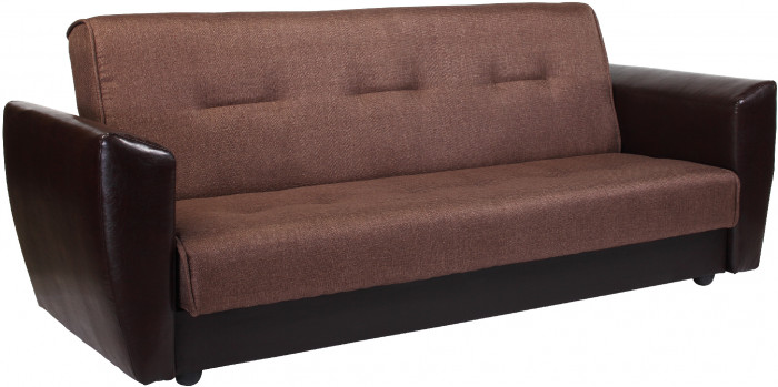 Диван-книжка Амстердам, 140х190, рогожка/экокожа, коричневый