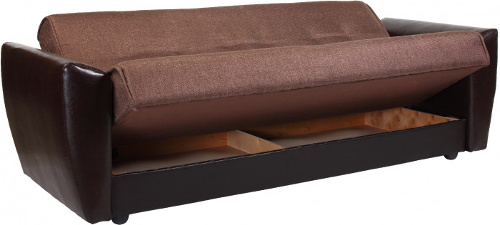 Диван-книжка Амстердам, 140х190, рогожка/экокожа, коричневый